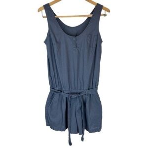 New York & Co. Blue Belted Romper
